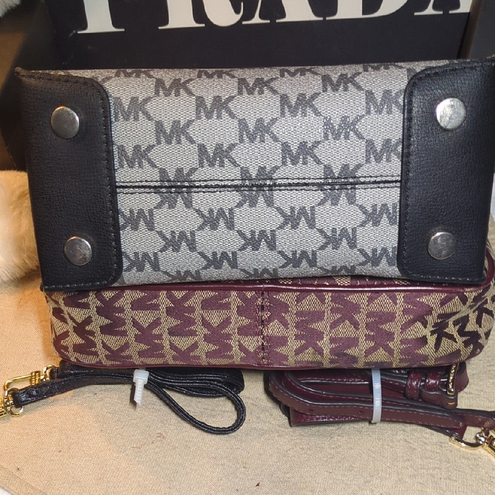 Michael Kors Monogram Satchel and Crossbody - Black and Brown - Picture 3 of 11